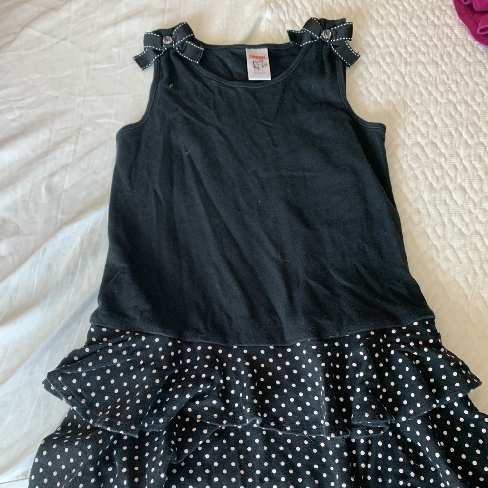 Gymboree size 8 tiered dress black/white